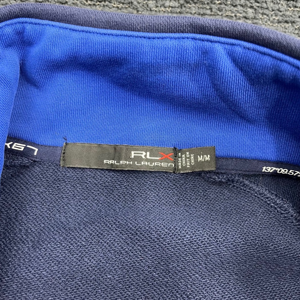 RLX Ralph Lauren Sailing Mens Navy Blue Quarter Zip Pullover Sweatshirt Medium - Picture 3 of 5
